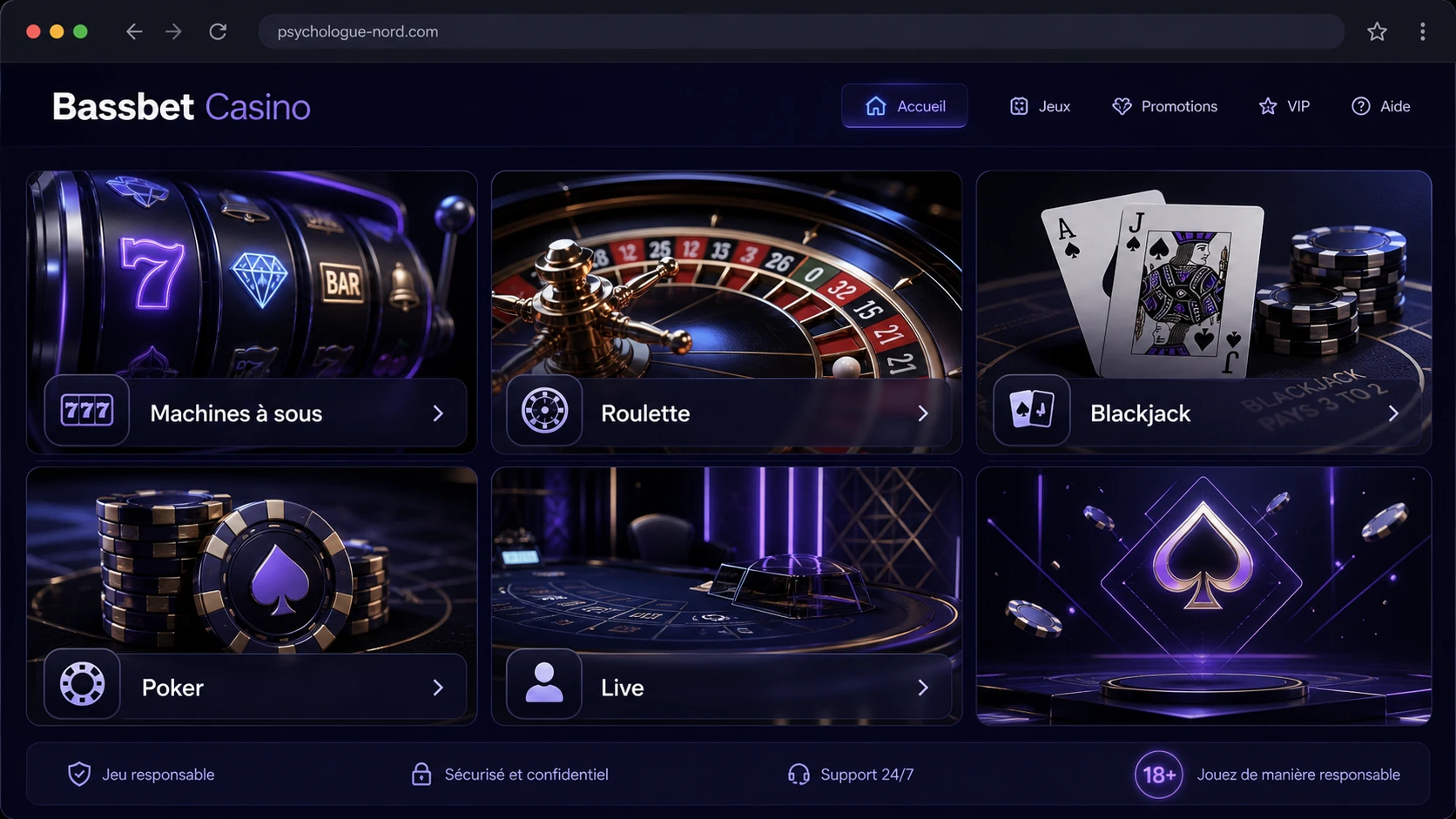 Jeux disponibles sur Bassbet Casino