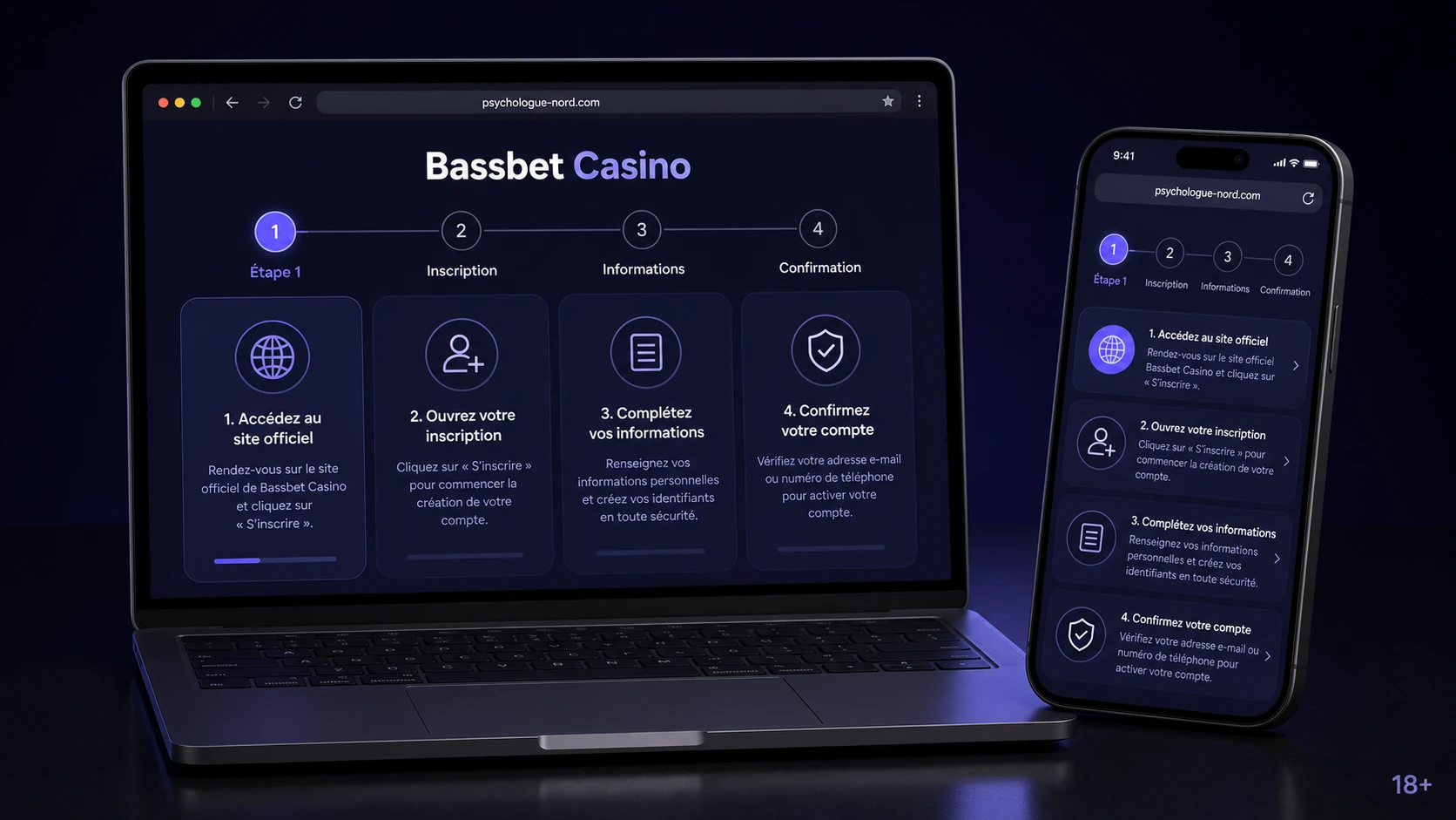 Étapes pour créer un compte Bassbet